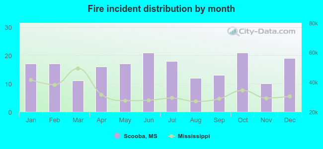 Fire incident distribution by month