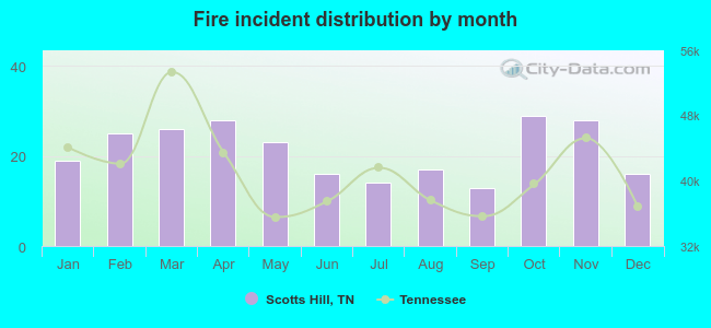 Fire incident distribution by month