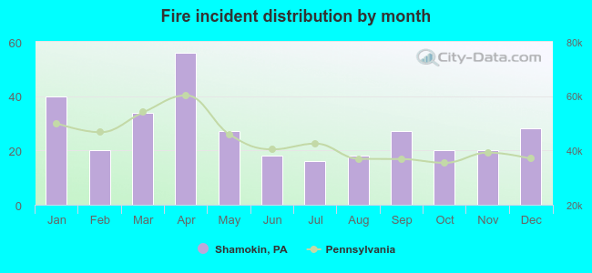 Fire incident distribution by month