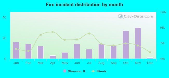 Fire incident distribution by month