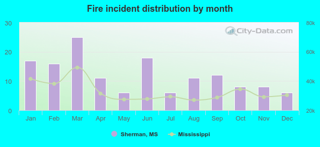 Fire incident distribution by month