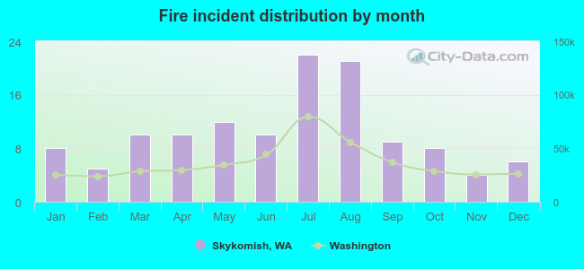 Fire incident distribution by month