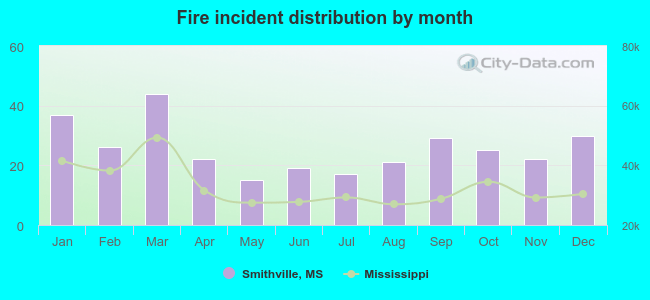 Fire incident distribution by month