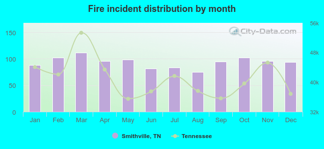 Fire incident distribution by month