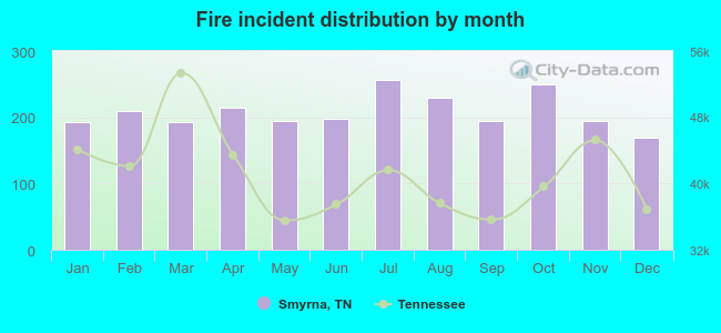 Fire incident distribution by month