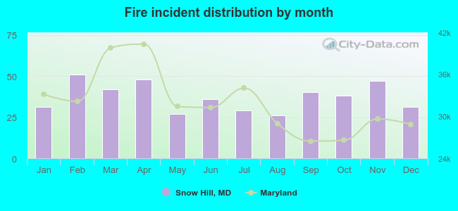 Fire incident distribution by month