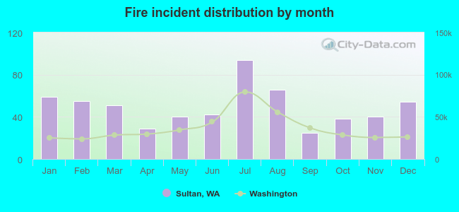 Fire incident distribution by month