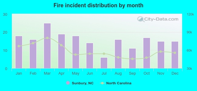 Fire incident distribution by month