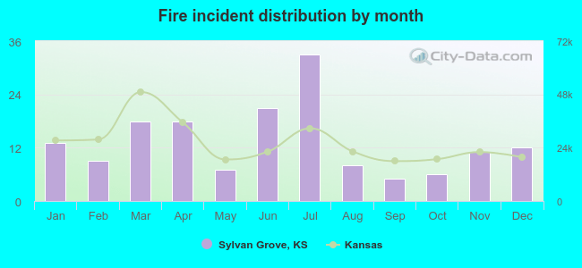 Fire incident distribution by month