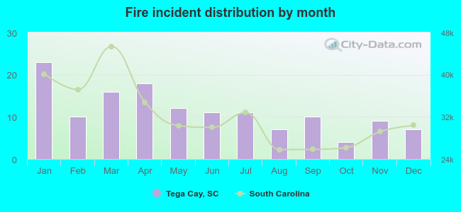 Fire incident distribution by month