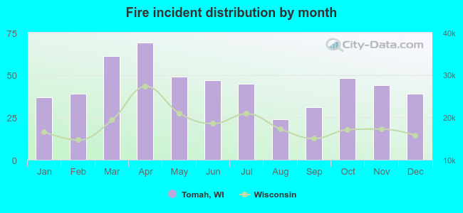 Fire incident distribution by month