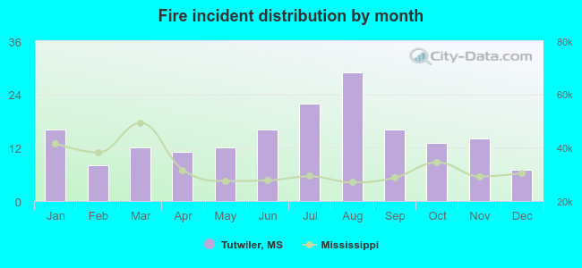 Fire incident distribution by month