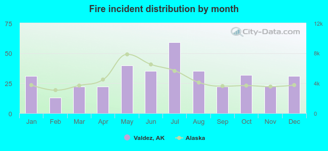 Fire incident distribution by month