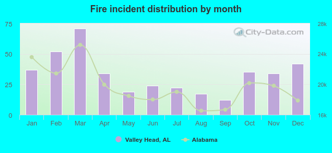 Fire incident distribution by month