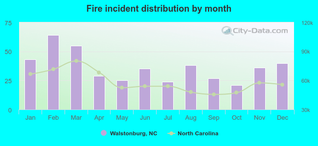 Fire incident distribution by month