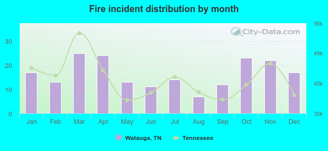 Fire incident distribution by month