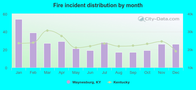 Fire incident distribution by month