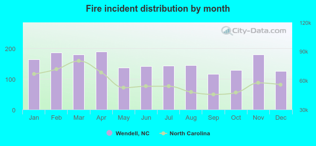 Fire incident distribution by month