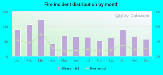 Fire incident distribution by month