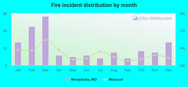 Fire incident distribution by month