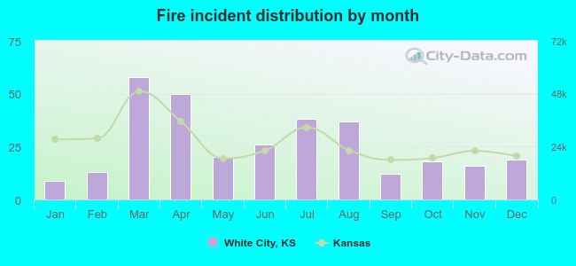 Fire incident distribution by month