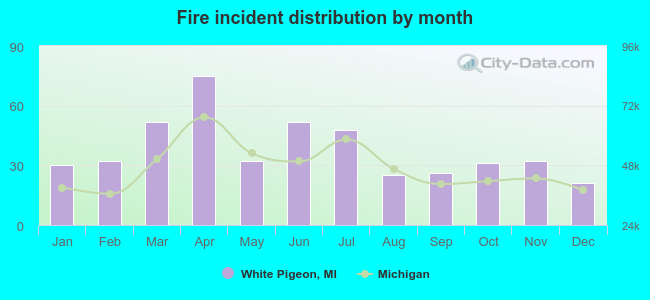 Fire incident distribution by month