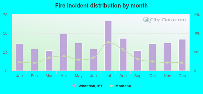 Fire incident distribution by month