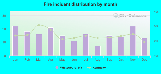 Fire incident distribution by month