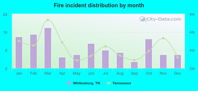 Fire incident distribution by month