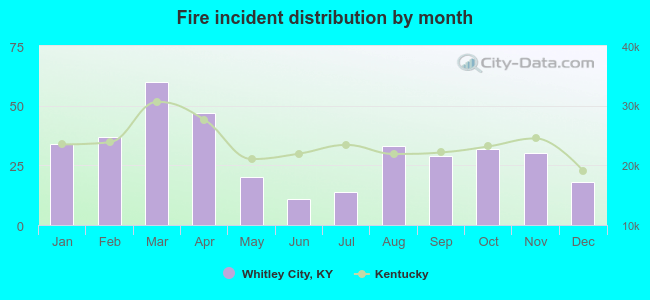 Fire incident distribution by month