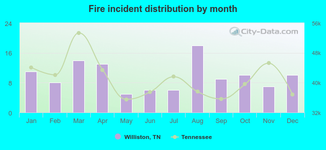 Fire incident distribution by month