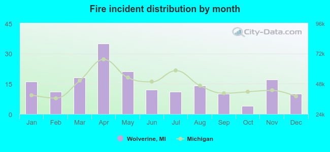 Fire incident distribution by month