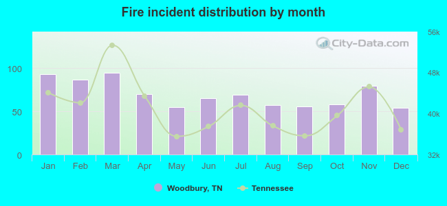 Fire incident distribution by month