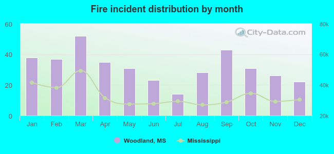 Fire incident distribution by month