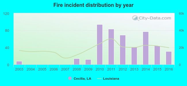 Fire incident distribution by year