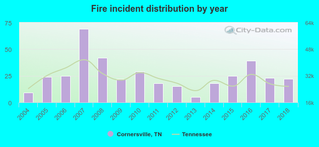 Fire incident distribution by year