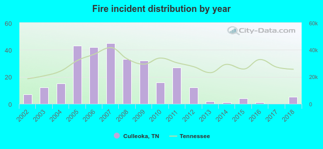 Fire incident distribution by year