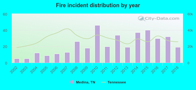 Fire incident distribution by year