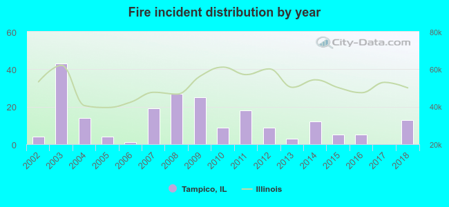 Fire incident distribution by year