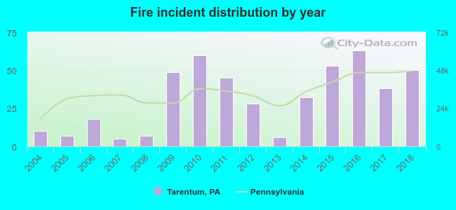 Fire incident distribution by year