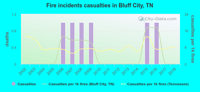 Fire incidents casualties in Bluff City, TN