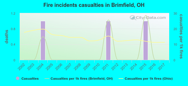 Fire incidents casualties in Brimfield, OH