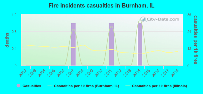 Fire incidents casualties in Burnham, IL
