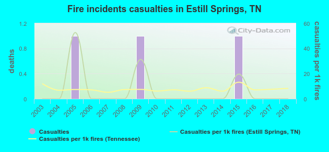 Fire incidents casualties in Estill Springs, TN