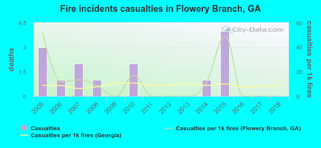 Fire incidents casualties in Flowery Branch, GA