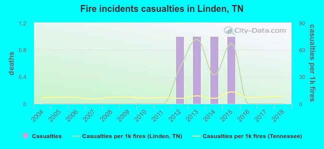 Fire incidents casualties in Linden, TN