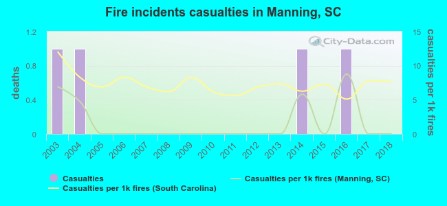 Fire incidents casualties in Manning, SC