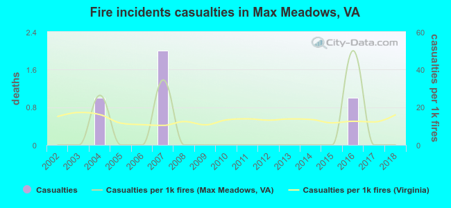 Fire incidents casualties in Max Meadows, VA