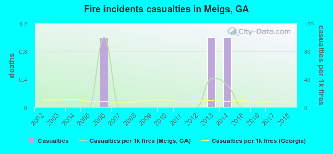 Fire incidents casualties in Meigs, GA