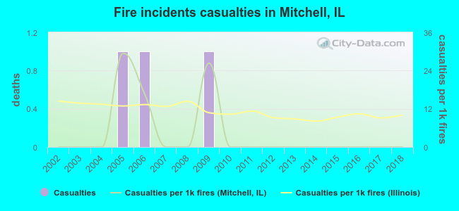 Fire incidents casualties in Mitchell, IL